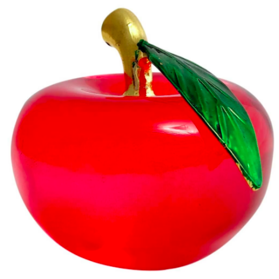 Măr din cristal k9 cu frunzuliță, obiect feng shui de dragoste și armonie în relații împotriva certurilor, cutie roșu și ghid