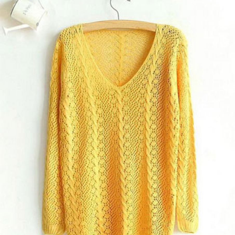 Pulover cu Gauri Portocaliu