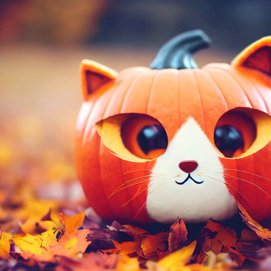 Idee pentru Dovleacul de Halloween - Doveal pisică