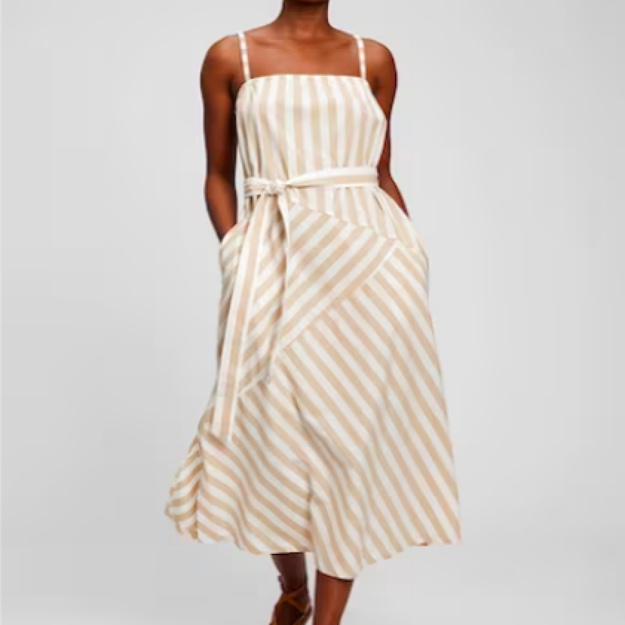 GAP Rochie midi de bumbac cu model în dungi