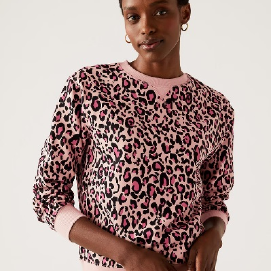 Bluză sport roz prăfuit cu animal print în nuanță de roz închis și negru