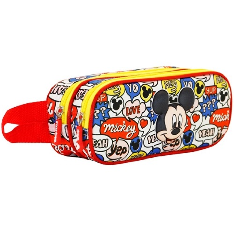 Penar 3D Karactermania Mickey Mouse pentru grădiniță și școală, prevăzut cu  2 compartimente și produs sub licența Disney