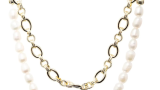 Colier dublu by Annie Rosewood, în nuanță de auriu, decorat cu perle de apă dulce 