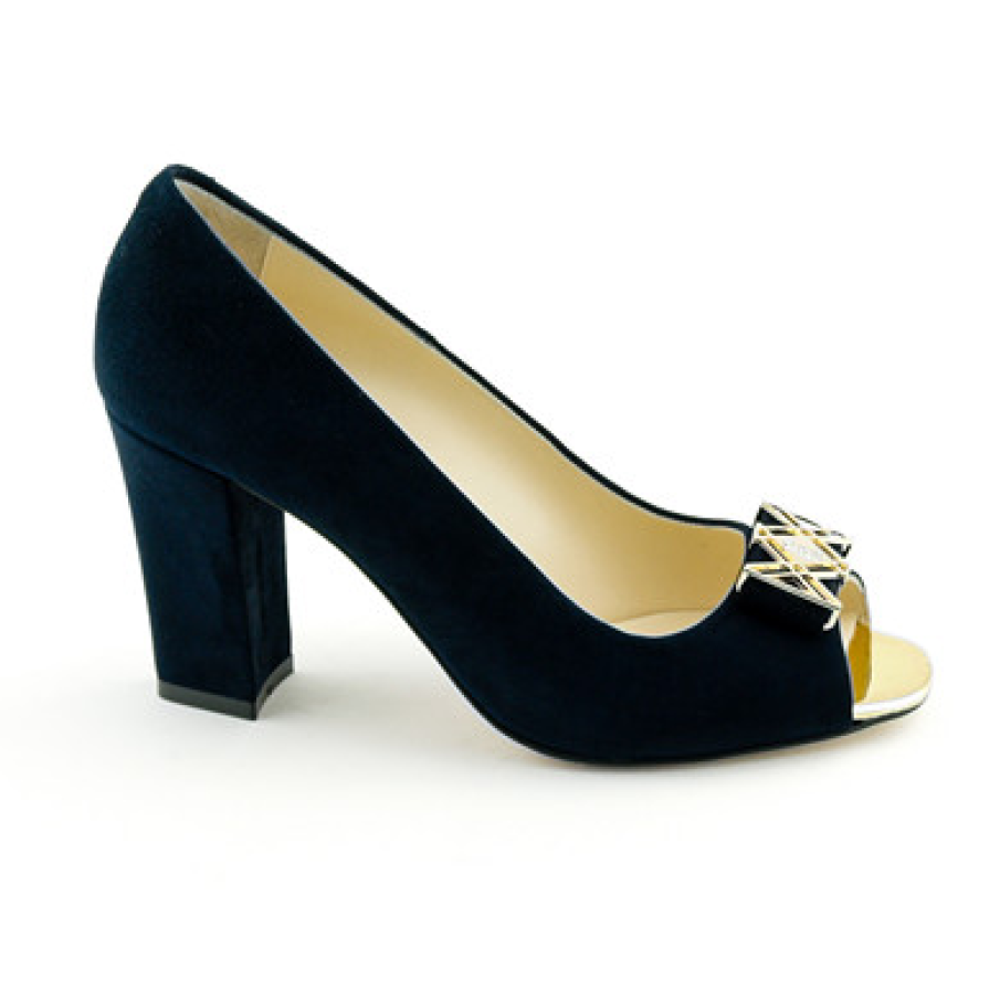 Pantofi Epica bleumarin, din piele intoarsa