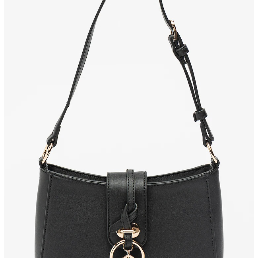 Geanta de umar Liu Jo, neagra, simpla, cu logo, confectionata din piele ecologica 