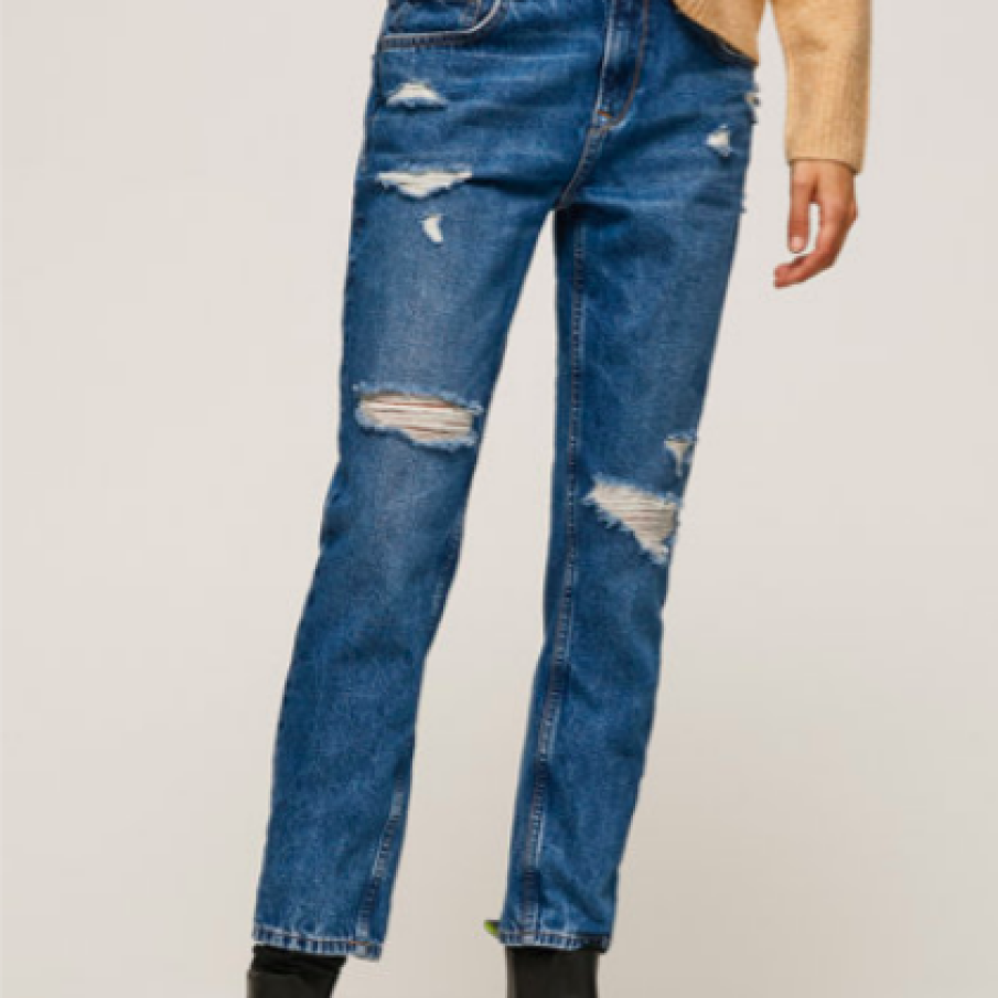 Pepe Jeans London Blugi mom-fit cu detalii cu aspect deteriorat Violet