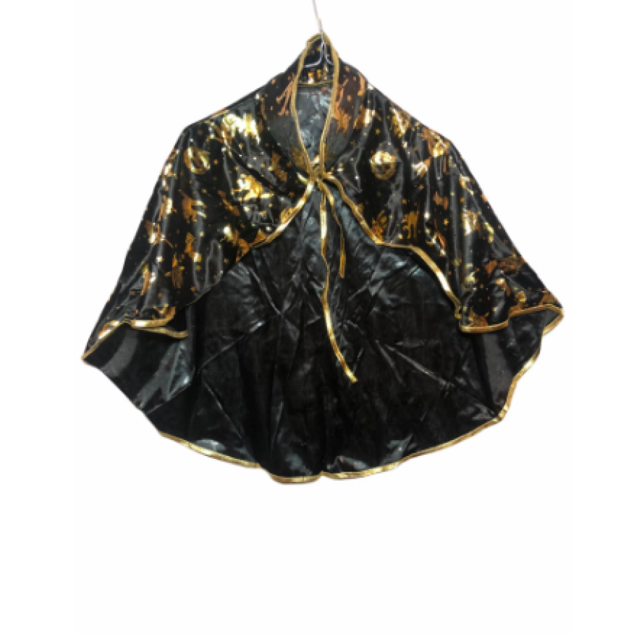 Pelerină copii pentru Halloween, Atelier, Negru/Auriu, Textil, 7-10 ani