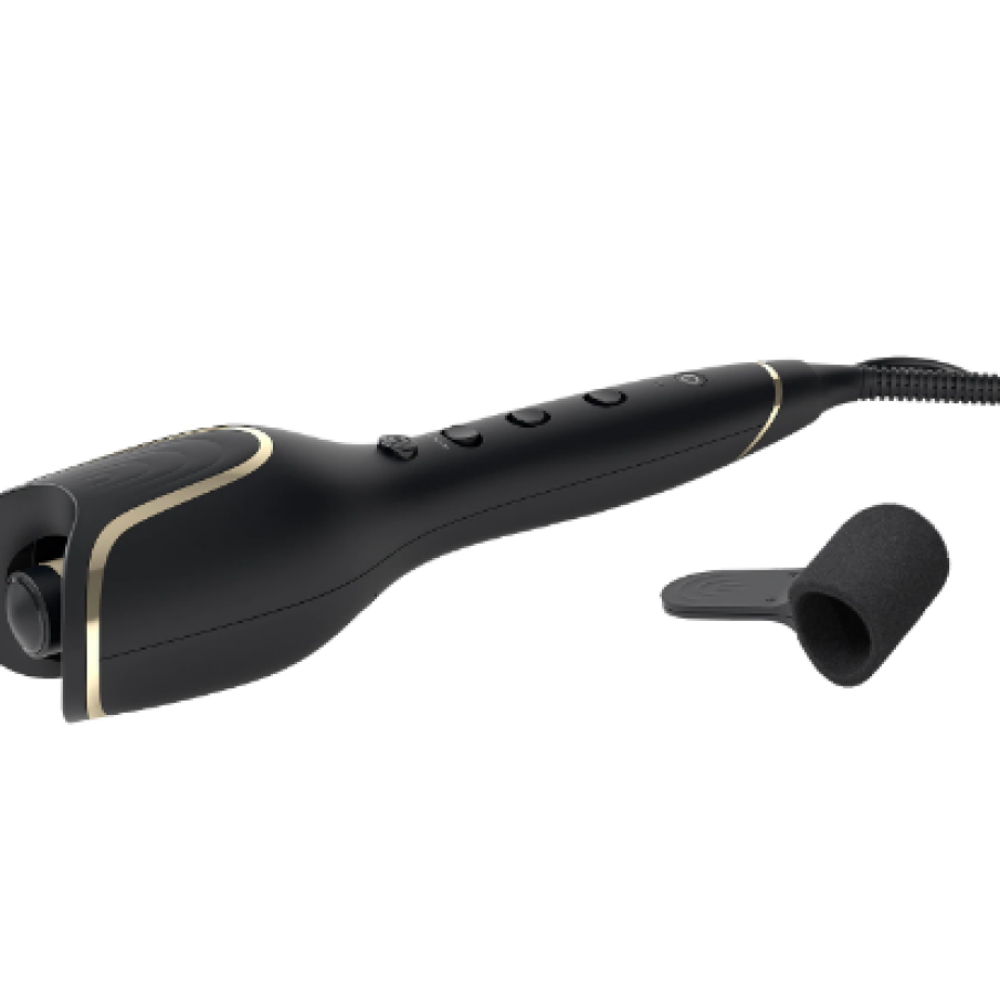 Ondulator automat Philips StyleCare Prestige BHB876/00, Înveliș ceramic protector cu infuzie de cheratină, selector de temperatură: 210°C, 190°C, și 170°C, Sistem de ondulare inteligență, Negru