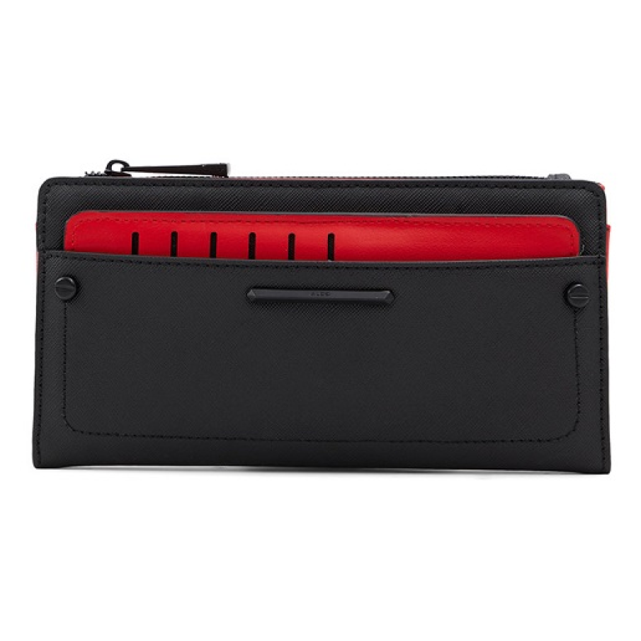 Portofel de piele ecologică Aldo cu portcart detașabil Wylabrinna. Combinația roșu-negru îl face să fie o alegere deosebită. 