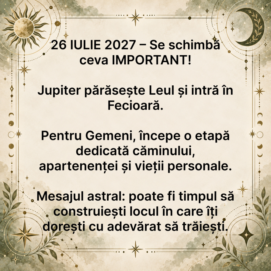 Gemeni 2027: Jupiter deschide PORȚILE unui nou CĂMIN! O schimbare poate aduce liniștea pe care o cauți de ani întregi