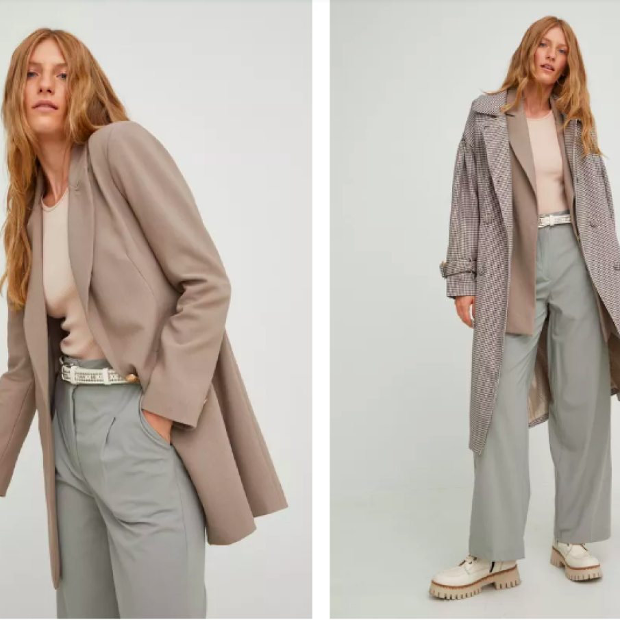 Answear Lab sacou culoarea bej, un singur rând de nasturi, neted