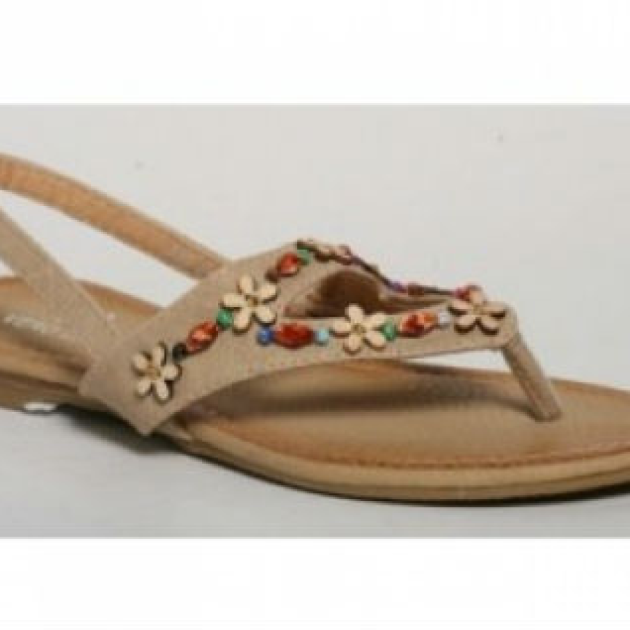 Sandale cream aplicatii colorate