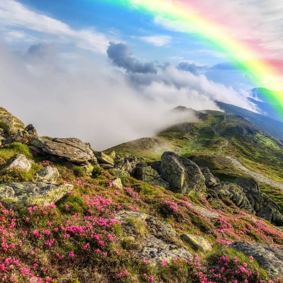 Culoare în cer și culoare pe pământ: peisaj montan magnific 