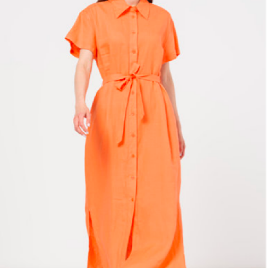 United Colors of Benetton Rochie maxi din in cu slituri laterale