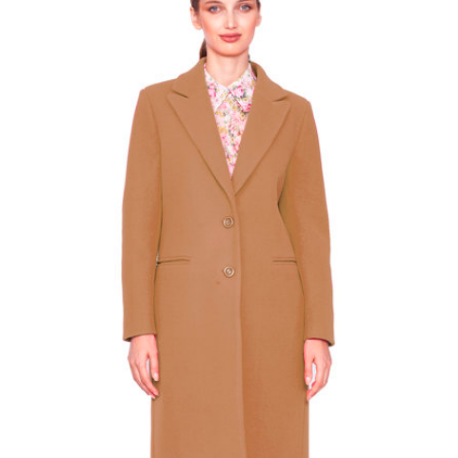 Palton lung cu revere decupate și buzunare ascunse