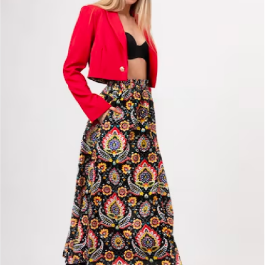 CAMISSI Fustă cu imprimeu și buzunare laterale