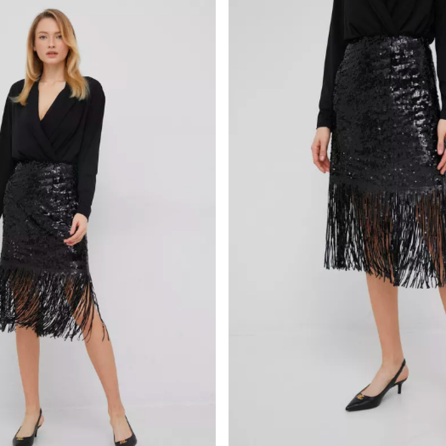 Y.A.S fustă culoarea negru, mini, drept