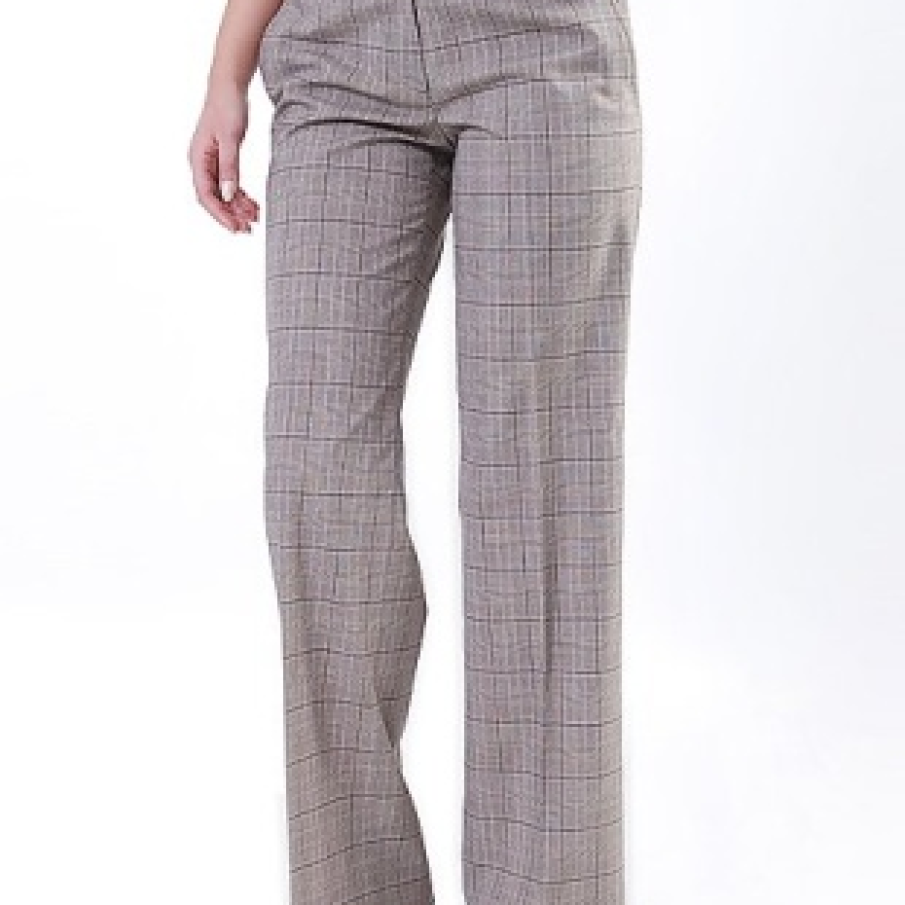 Pantaloni eleganti cu carouri maro 