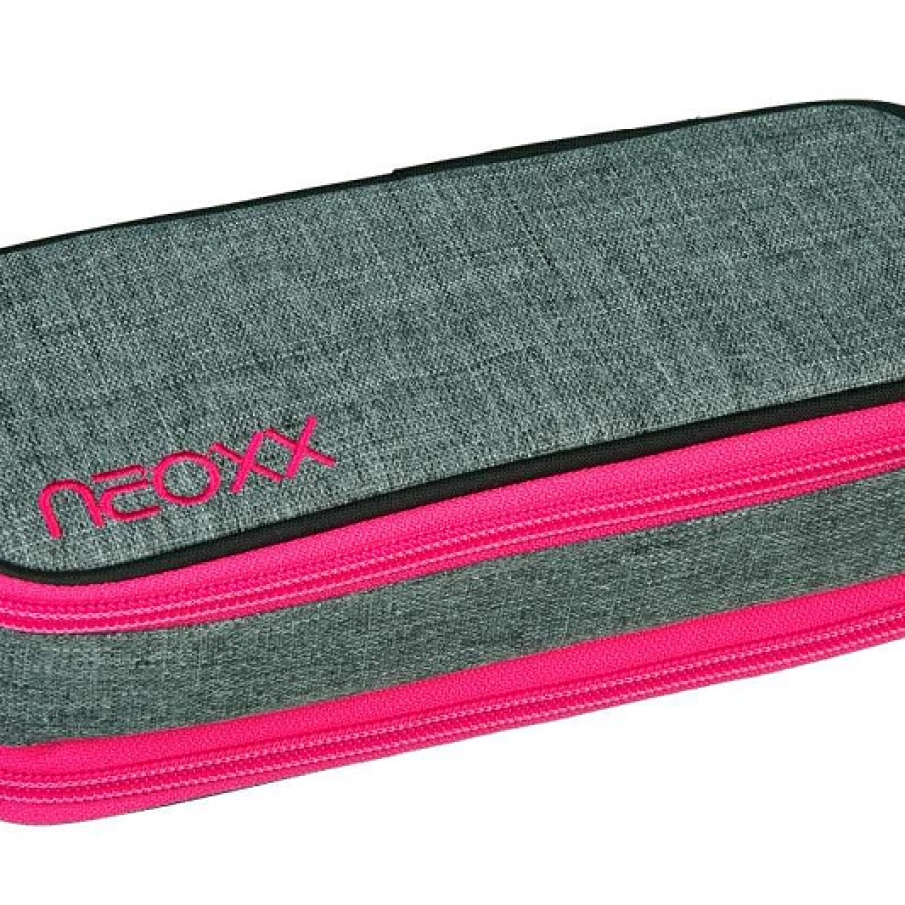 Penar simplu gri Undercover, fără desene, cu accente roz fucsia, în care pot încăpea toate pixurile micuțului tău 