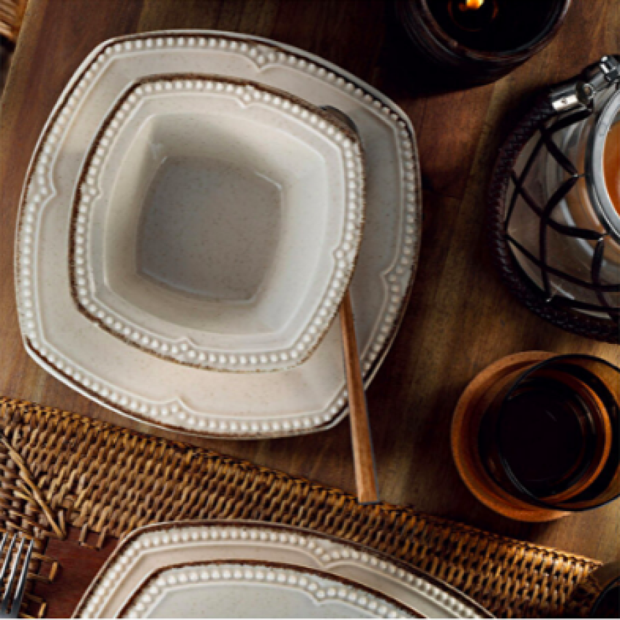 Set 24 piese pentru cină Kutahya Porselen, 26 x 26 x 2 cm, porțelan, Bej