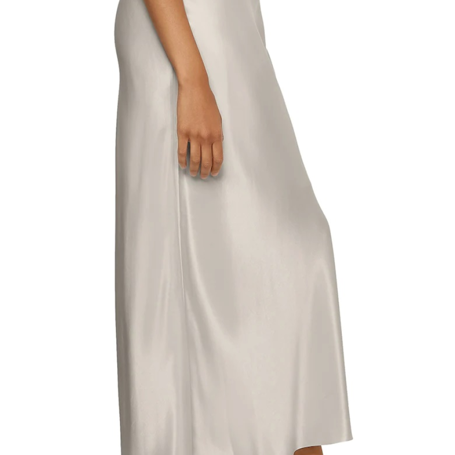 Fustă elegantă din satin, în nuanță de alb murdar, cu șliț lateral, de la Calvin Klein