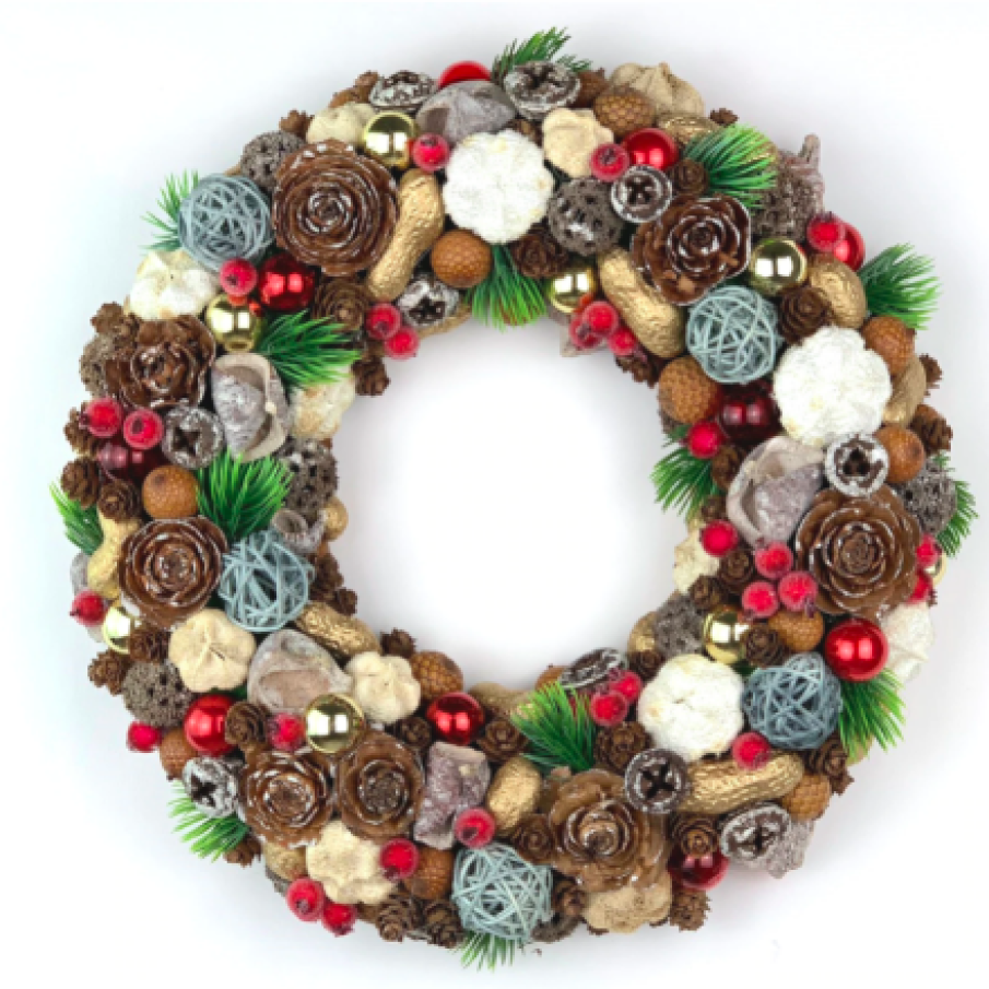 Coroniță pentru Crăciun, handmade, multicolor, 30 cm