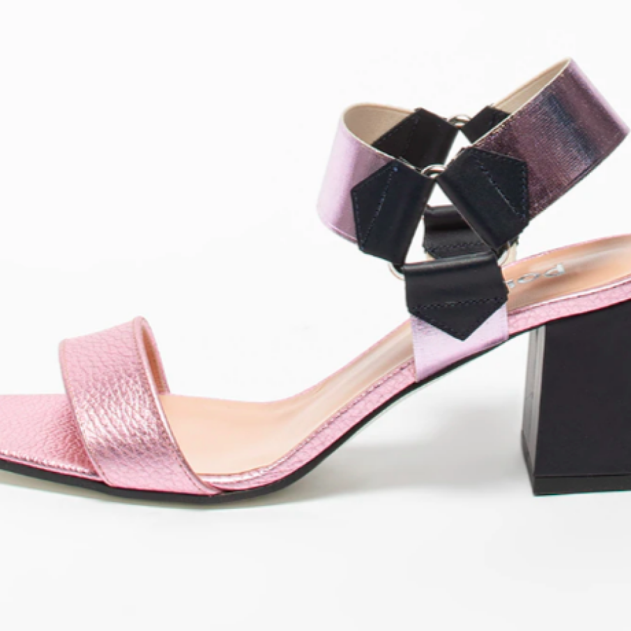 Pollini, Sandale cu aspect metalizat și toc înalt