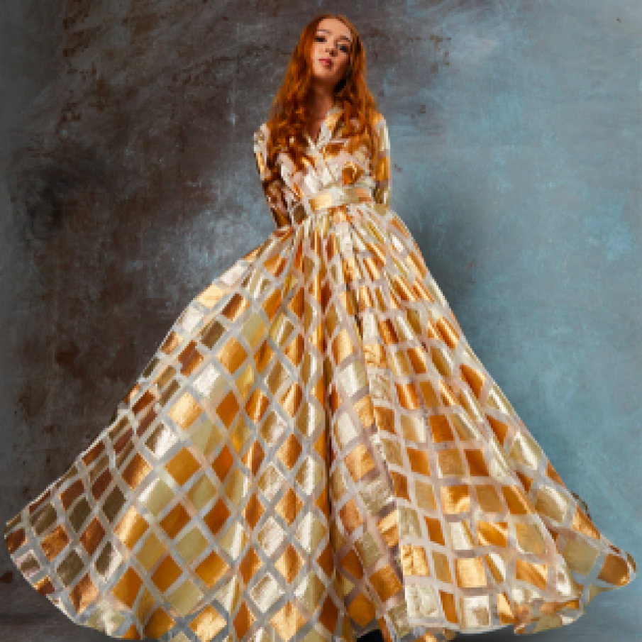 MIAU by Clara Rotescu, Rochie maxi cu model strălucitor Viktoria