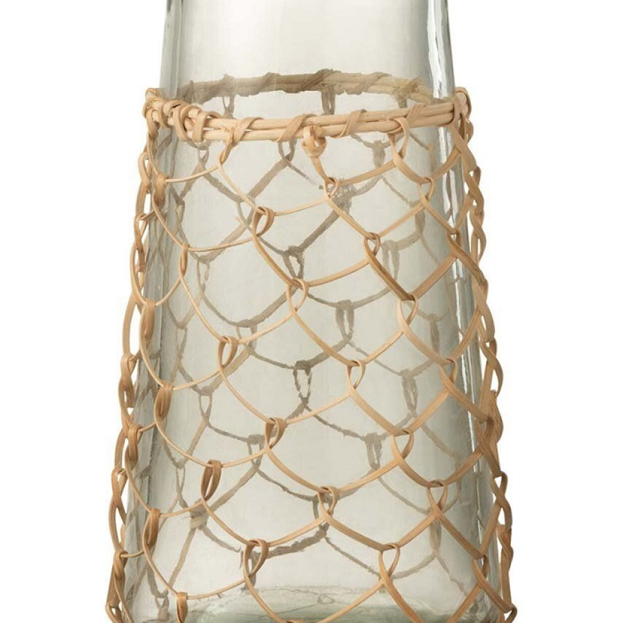 Carafă simplă, elegantă, de la Knitting Glass de la J-Line, confecționată din sticlă și îmbrăcată într-o plasă specială 