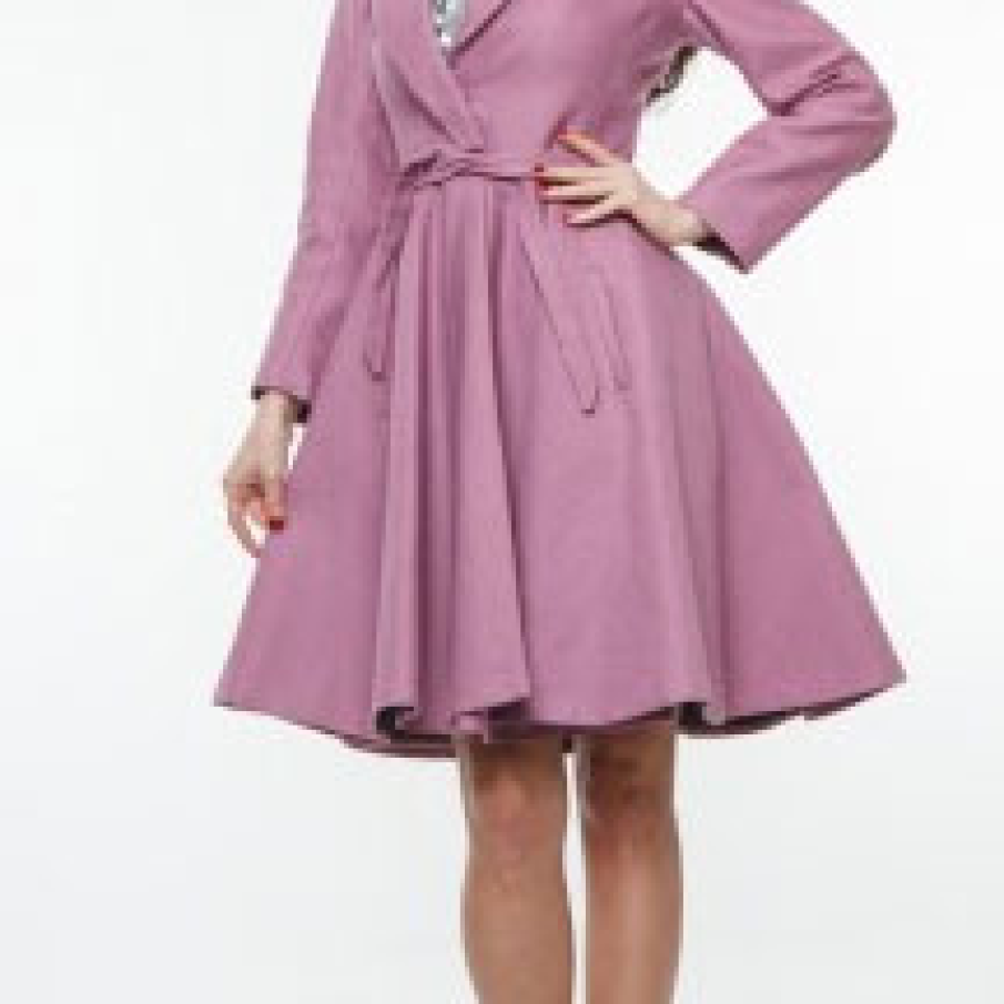 Trenci femei, roz, cu pliuri, Nicole Enea 