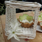 Briose din biscuiti cu branza si pepene galben