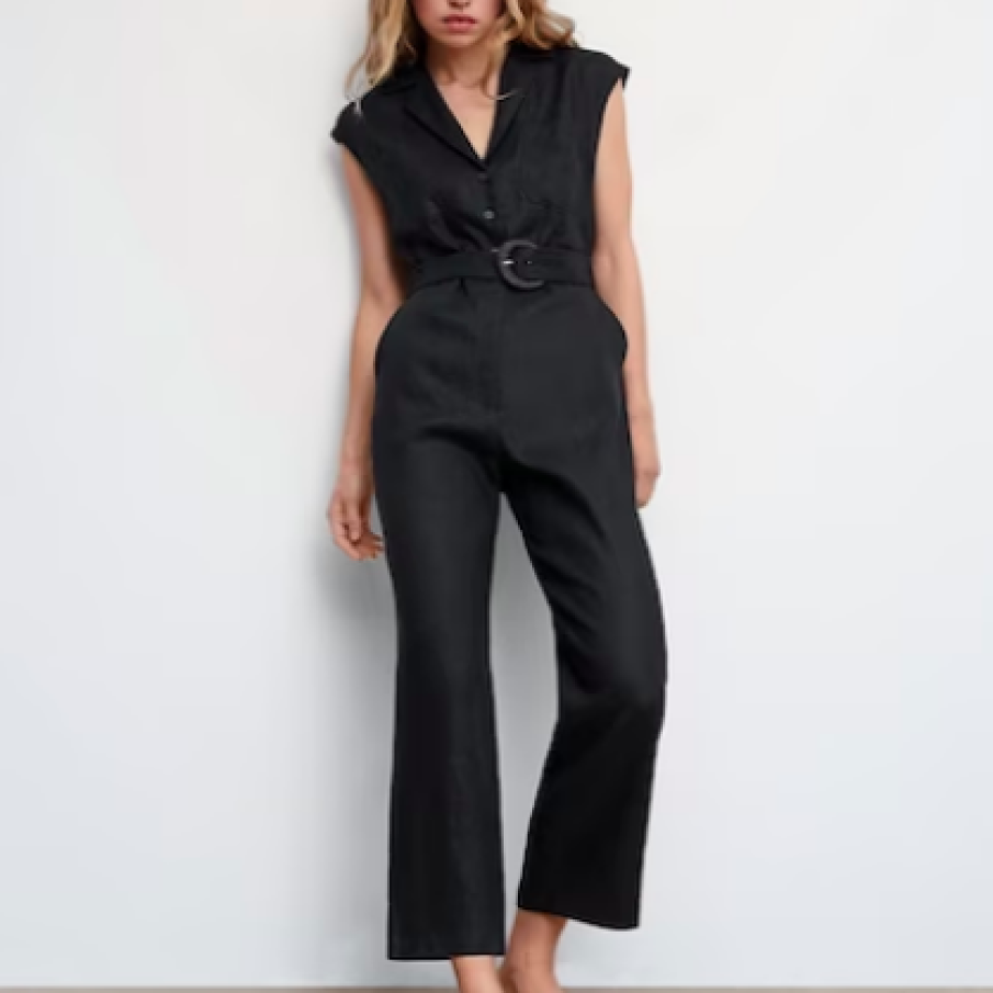 Mango Salopetă din satin cu o curea Quito