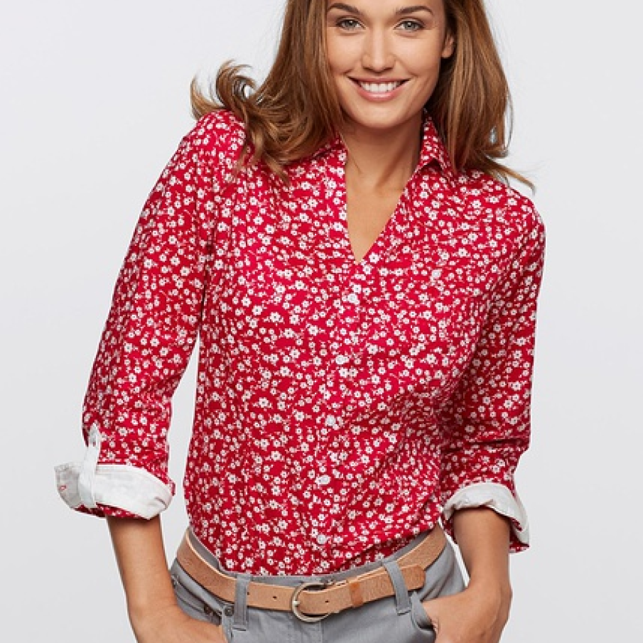 Camasa cu floricele albe, din bumbac