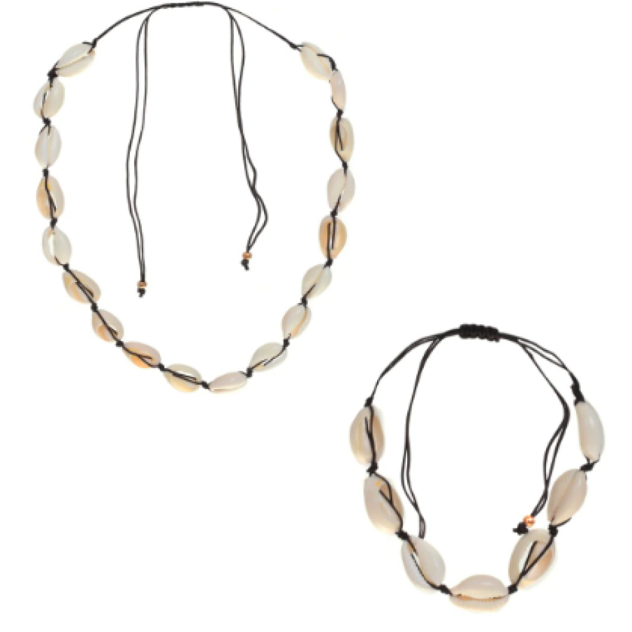 Set brățară și colier cu scoică PAMI, JD-1221-9 Negru