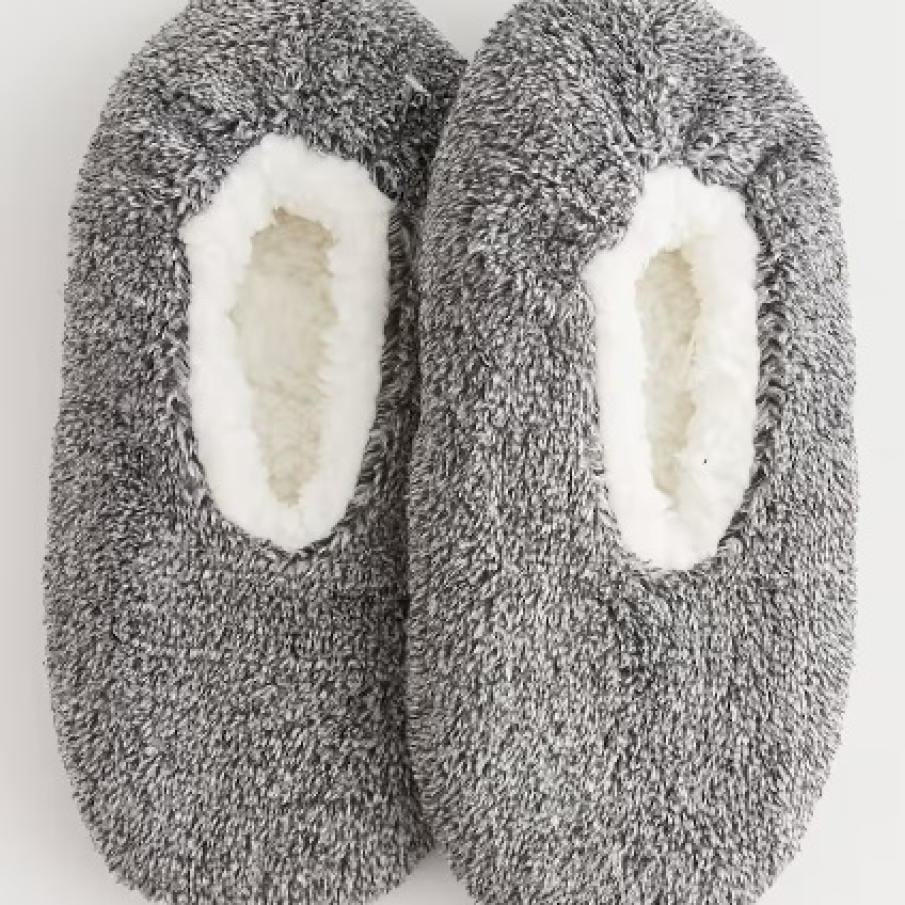 Papuci de blană sintetică LC WAIKIKI în nuanță de gri, cu un interior alb foarte moale și confortabil 