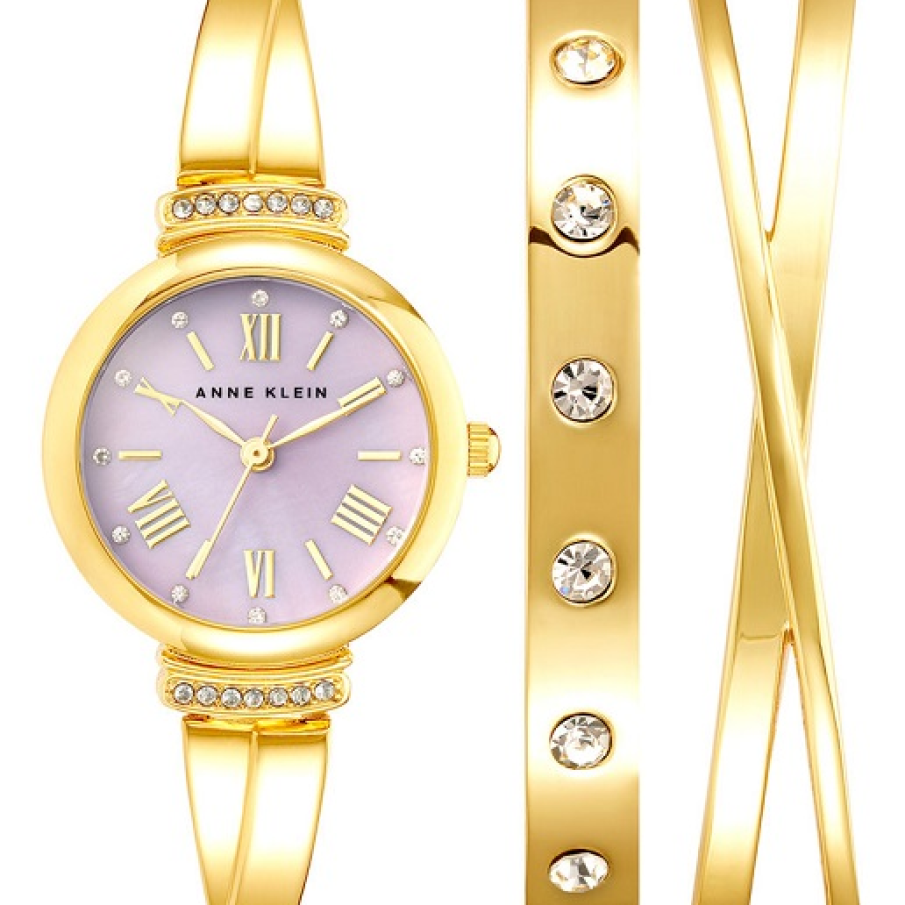 Set de ceas și brățări - 3 piese by Anne Klein pe care le poți purta pentru un look exuberant, sofisticat și ultra elegant 