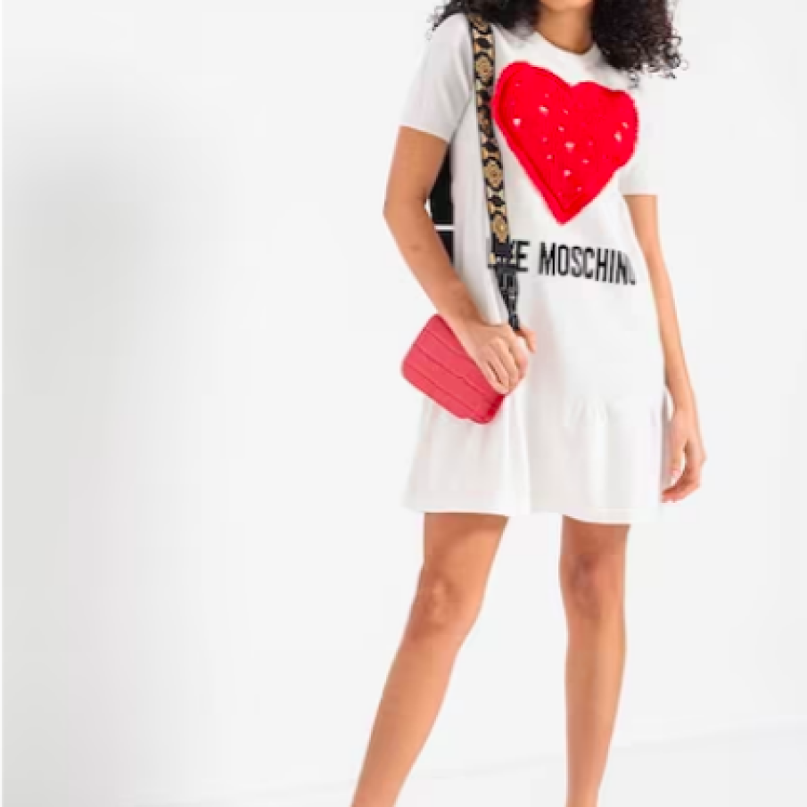 Love Moschino Rochie cu logo și terminație evazată