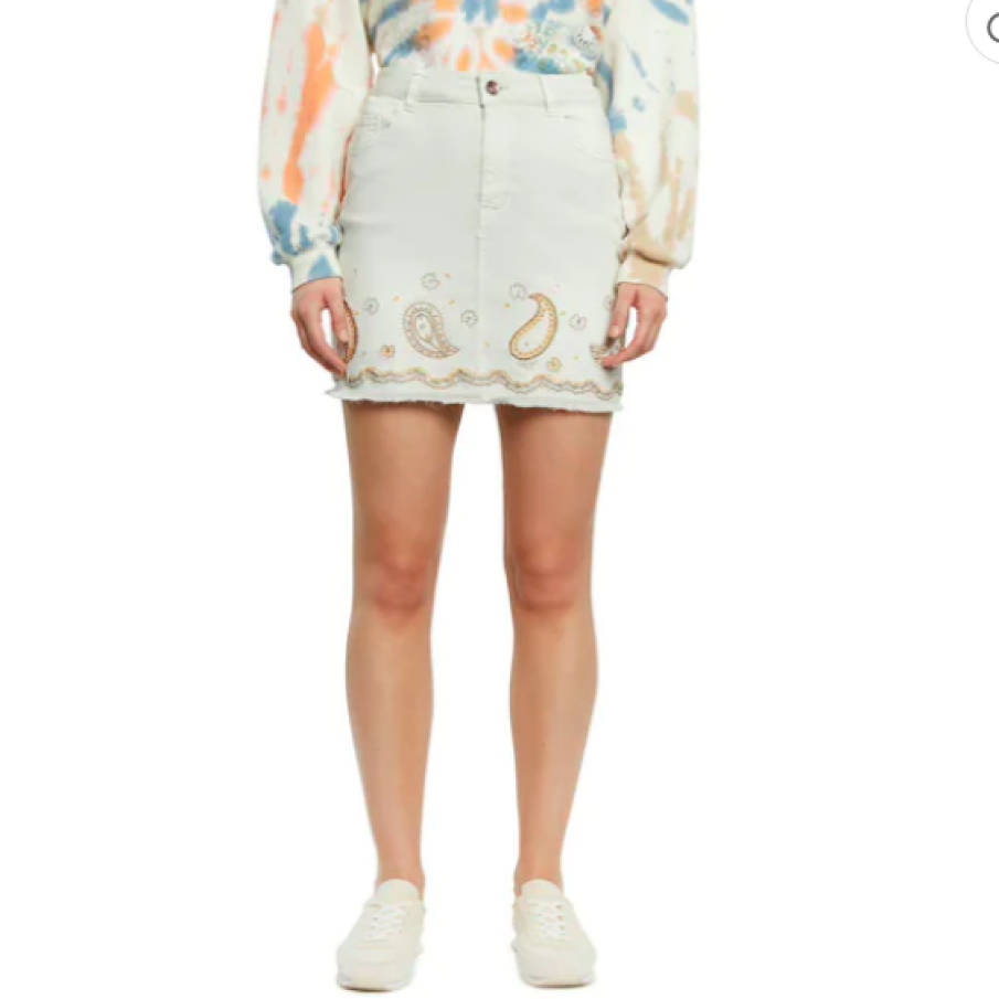 DESIGUAL Fustă din denim cu broderie cu model paisley