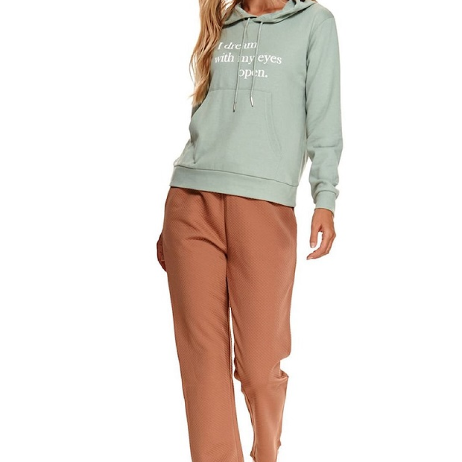 Hanorac Top Secret cu imprimeu text și mesaj inspirațional, în culoarea oului de rată 