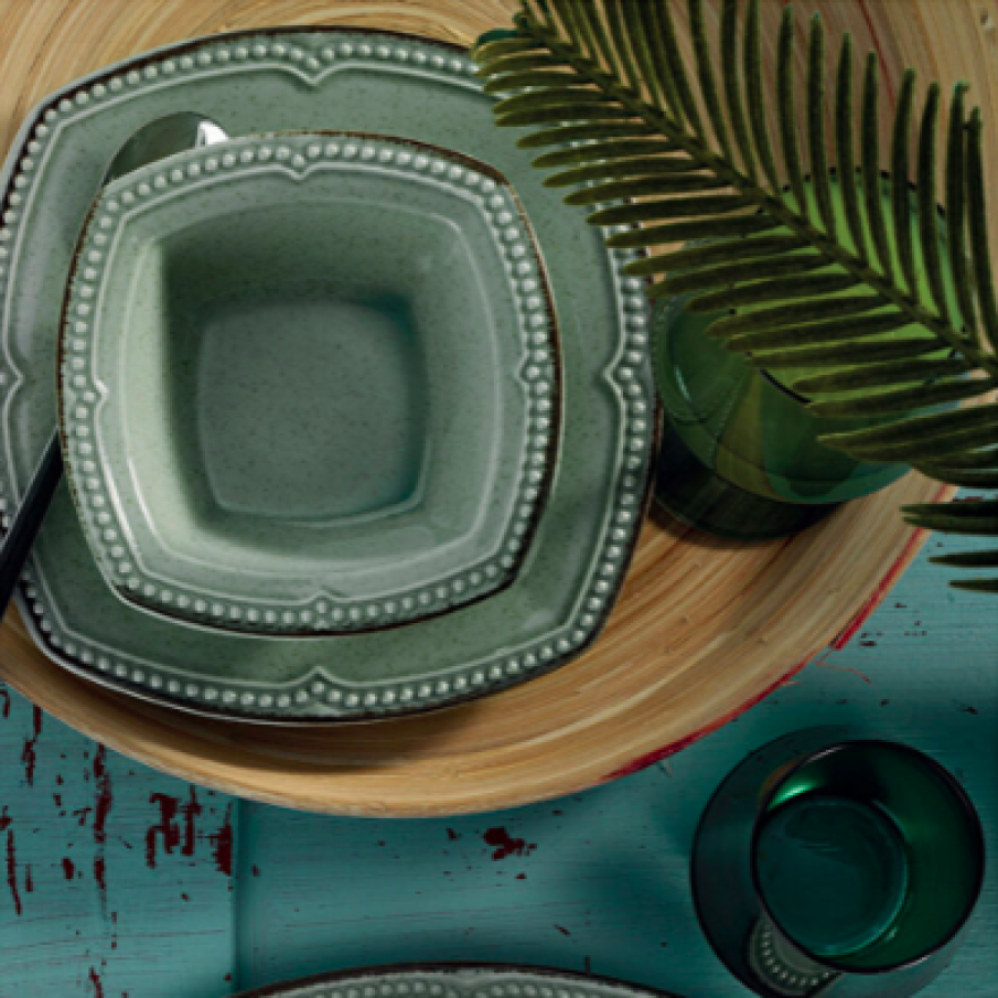 KUTAHYA PORSELEN Set 24 piese pentru cină Kutahya Porselen,  26 x 26 x 2 cm, porțelan, Verde