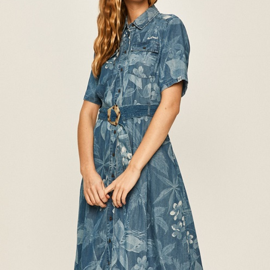 Rochita de vara din denim, cu curea 