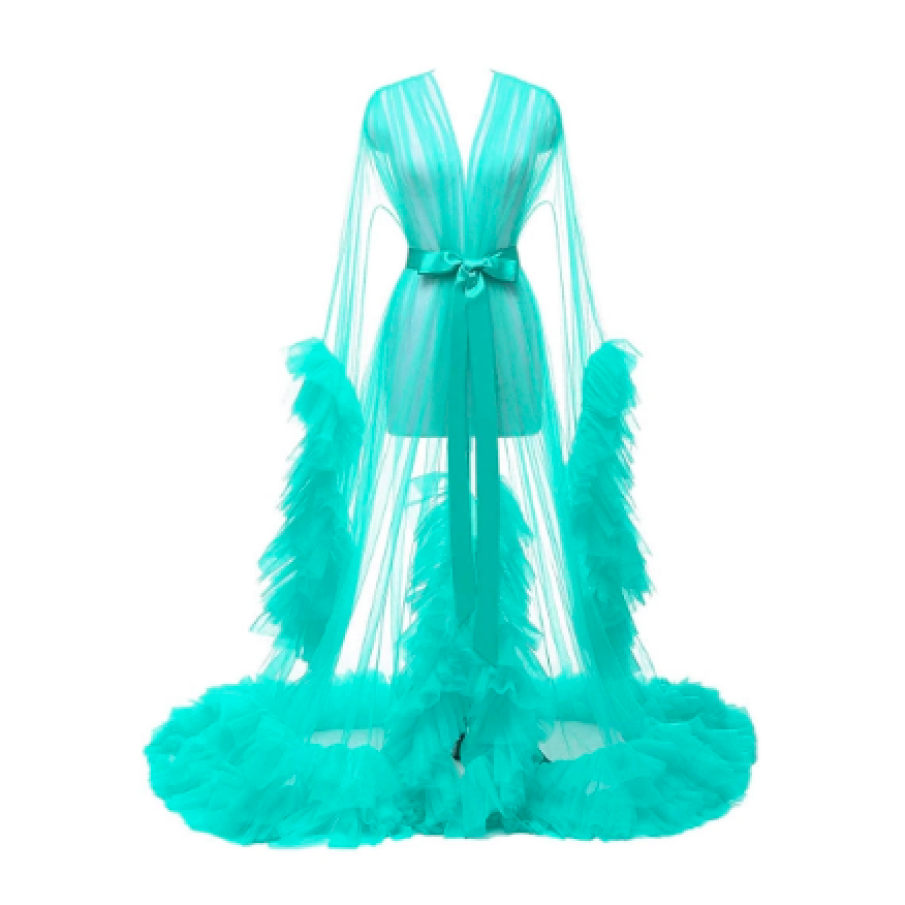 Rochie-robă pentru gravide, din tull cu volane Costumix, bleu, one size