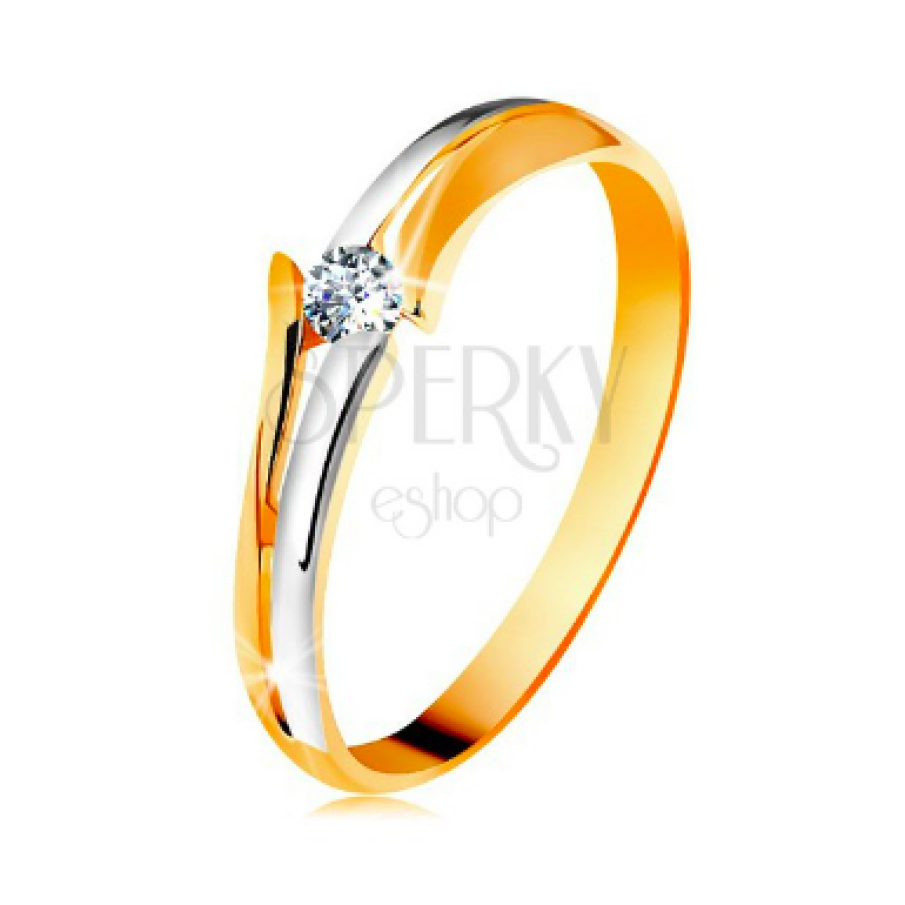 Inel de logodnă din aur alb și galben 14K cu diamant