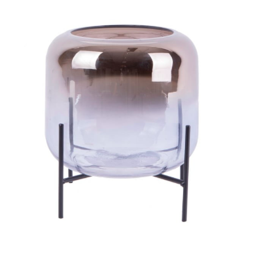 Vază din sticlă PT LIVING Silver Fade, înălțime 19 cm