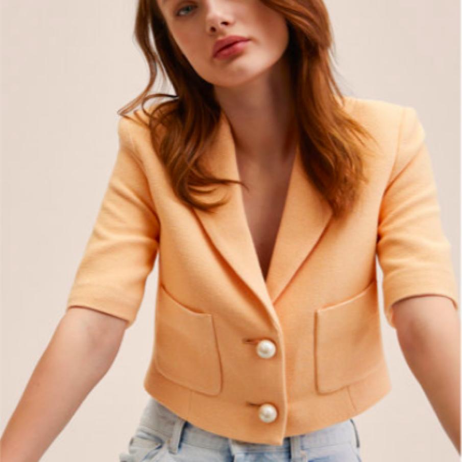 Mango Sacou crop cu buzunare aplicate