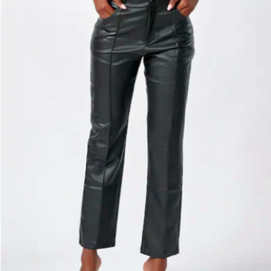 INNA B Pantaloni drepti de piele ecologica