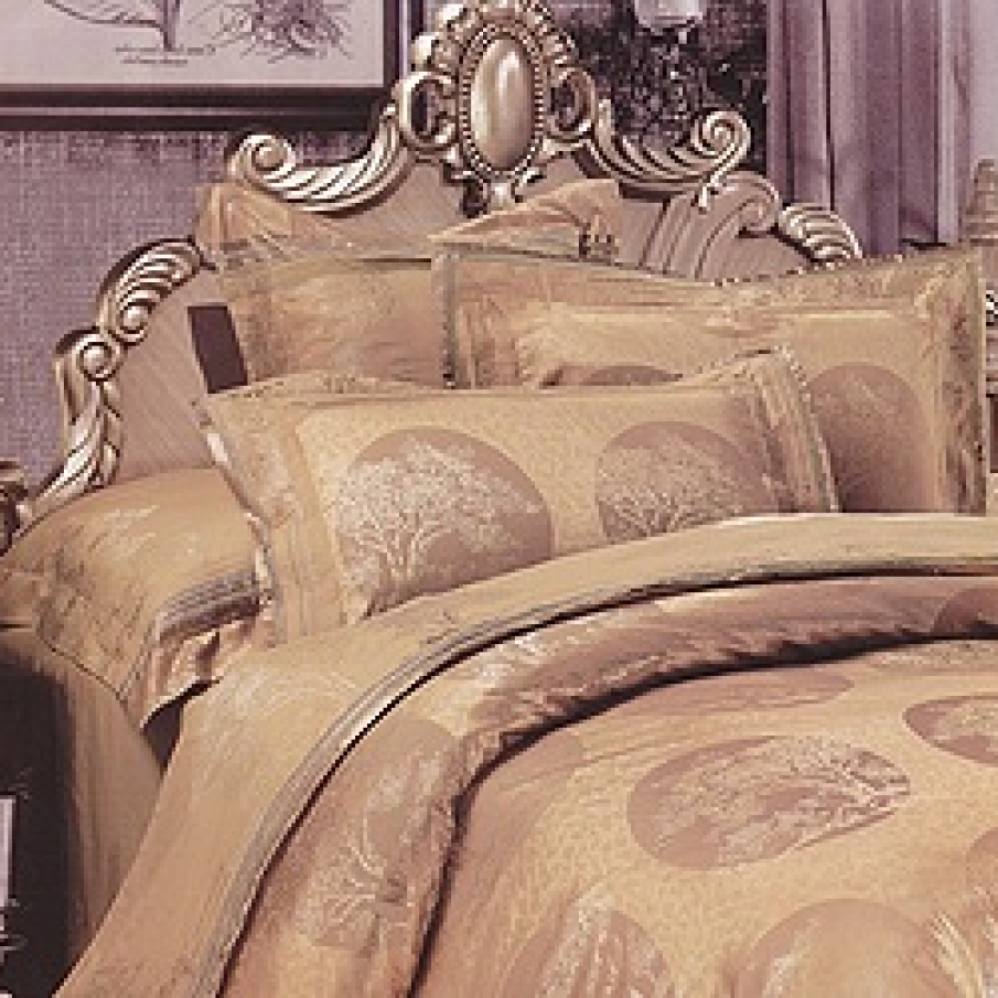 Lenjerie pat - tesatura jacquard cu broderie si insertii de satin