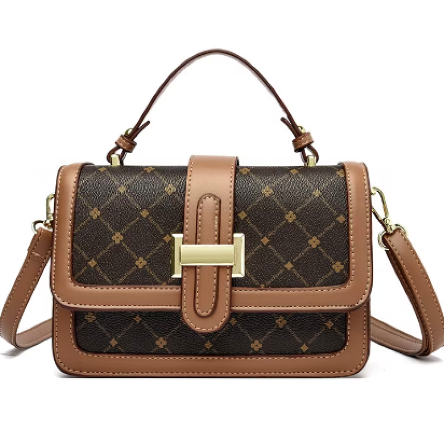 Geantă de umăr damă, 21x14x7cm, Poliuretan/Poliester, Maro închis