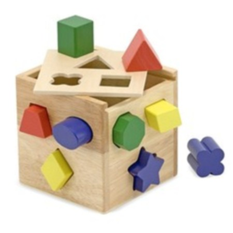 Cub din lemn cu forme geometrice