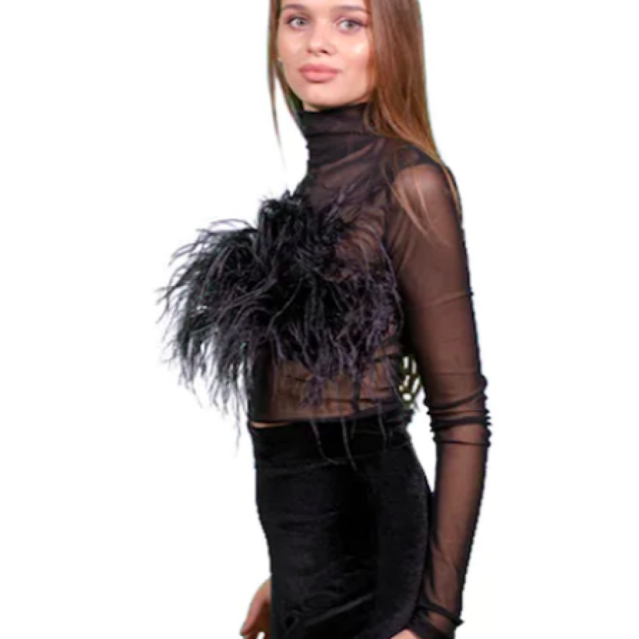 UVIA Bluza de plasă cu pene